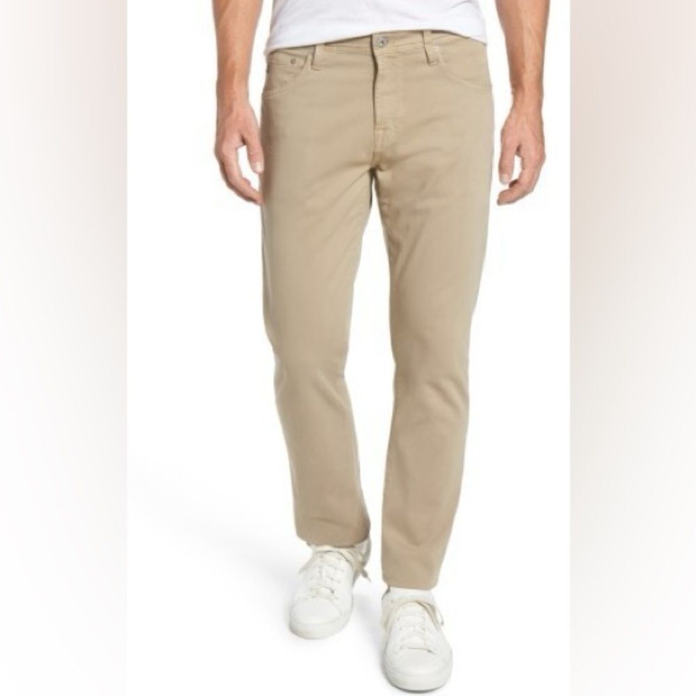 AG Men's Pants The Ives Slim Fit in Tan Size 36 Designer Casual Chino